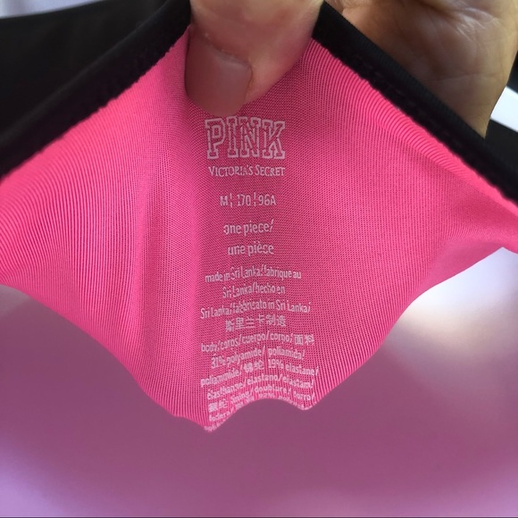 PINK by Victoria Secret black lace front one piece swimsuit size medium - Picture 6 of 6